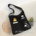 Bolsa de lona de arte de arte coreana Ins Messen Bag de uma bolsa de ombro de ombro de uma bolsa de lona para mulheres para mulheres